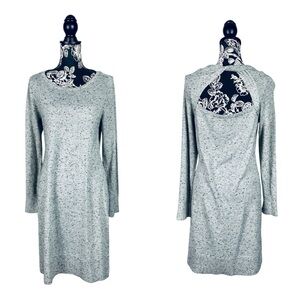 LOFT soft grey textured open back stretch sweater dress size medium